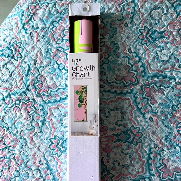 2/$15 NEW! Toddler Baby growth chart with rod pink giraffe - Picture 1 of 3